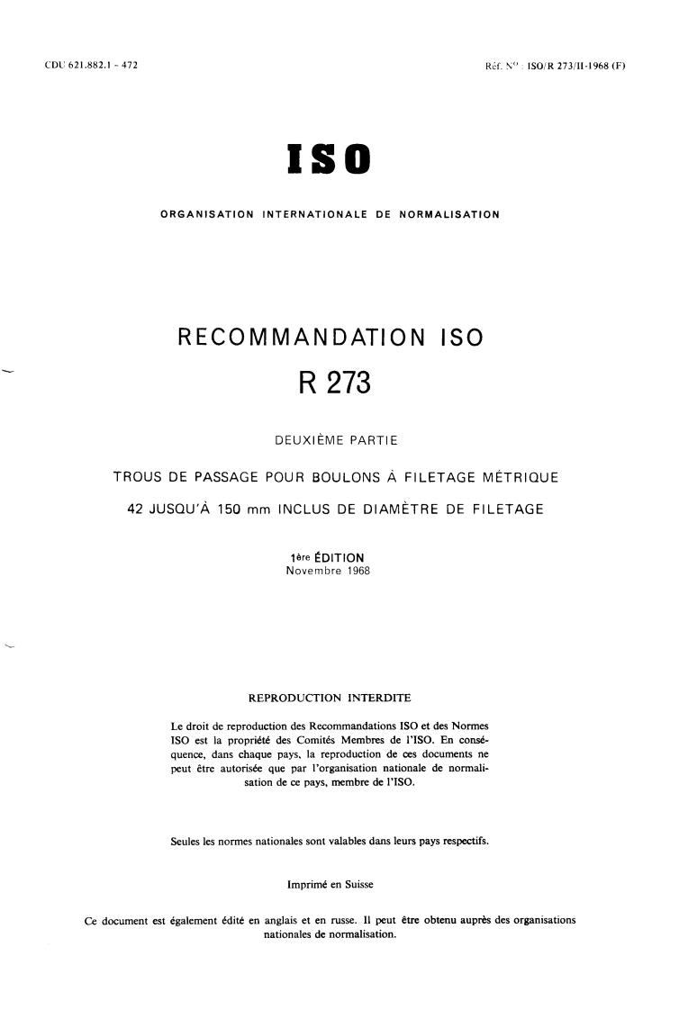 ISO/R 273-2:1968 - Withdrawal of ISO/R 273/2-1968
Released:11/1/1968