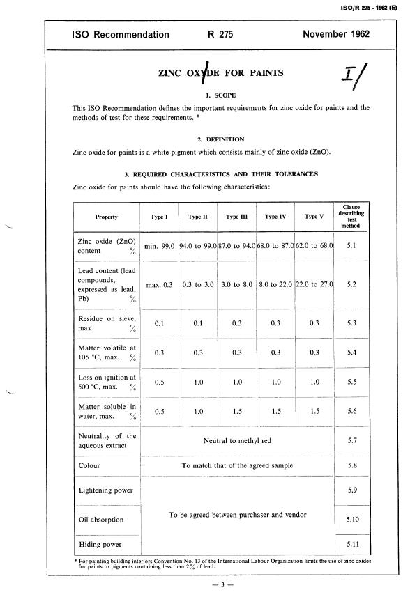 ISO/R 275:1962 - Withdrawal of ISO/R 275-1962
