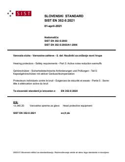 SIST EN 352-5:2021 - Page 1 preview