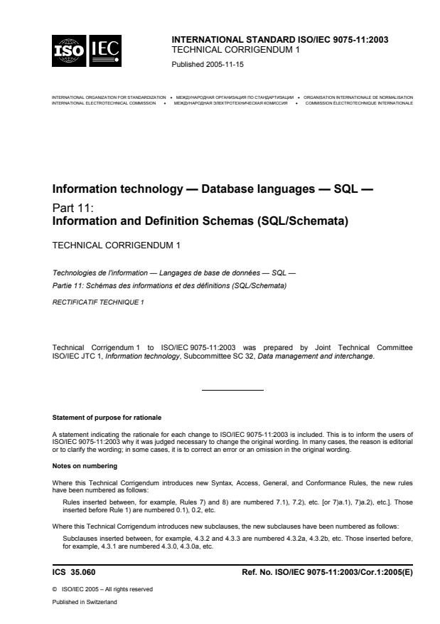 ISO/IEC 9075-11:2003/Cor 1:2005