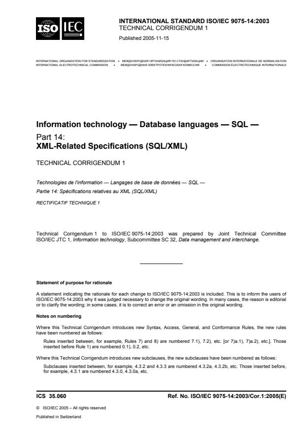 ISO/IEC 9075-14:2003/Cor 1:2005
