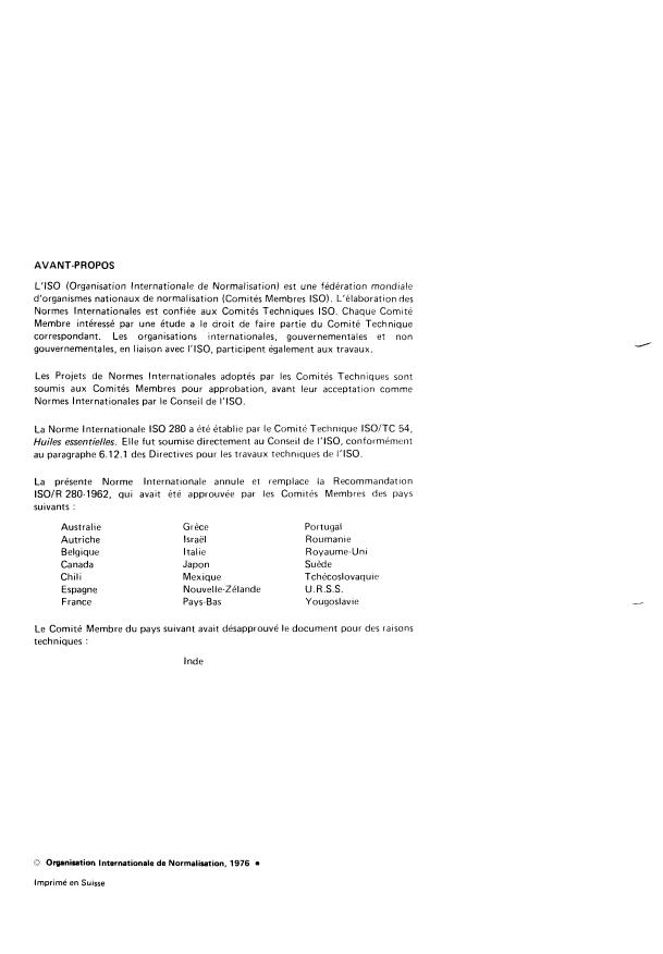 ISO 280:1976 ISO 280:1976 - Huiles essentielles -- Détermination de l'indice de réfraction - Page 2 preview