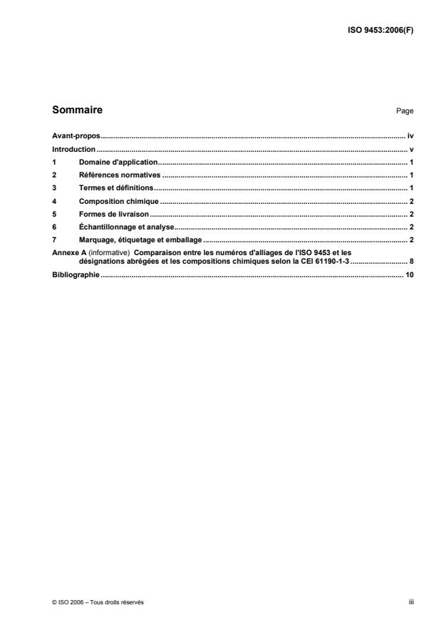 ISO 9453:2006 - Alliages de brasage tendre -- Compositions chimiques et formes