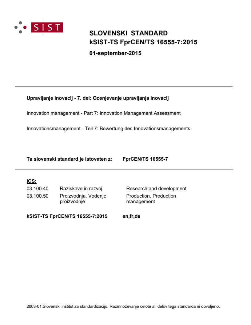 kTS FprCEN/TS 16555-7:2015 - BARVE