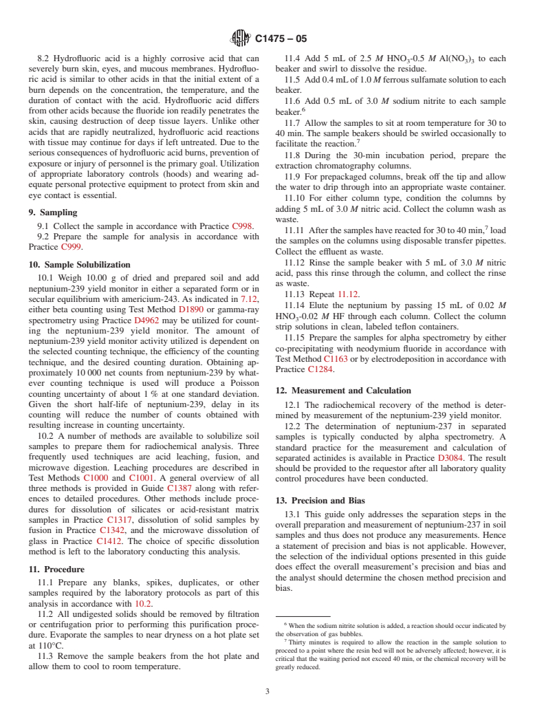 ASTM C1475-05 - Standard Guide for Determination of Neptunium-237 in Soil