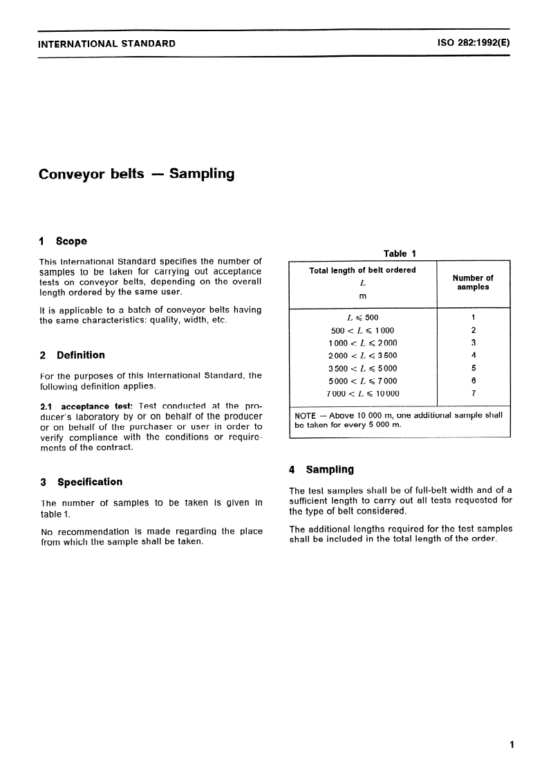 ISO 282:1992 - Conveyor belts — Sampling
Released:5/14/1992