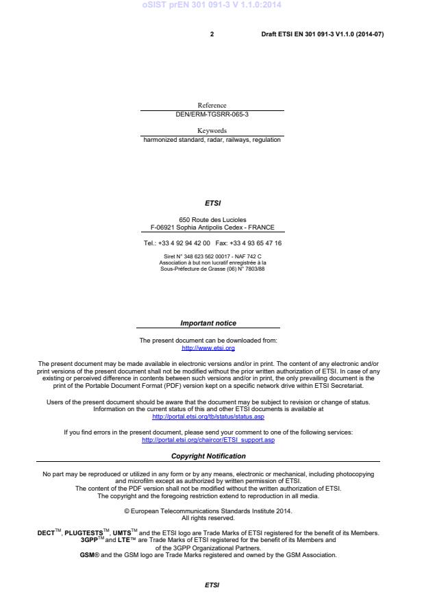 oSIST prEN 301 091-3 V1.1.0:2014 oSIST prEN 301 091-3 V 1.1.0:2014 - BARVE - Page 4 preview