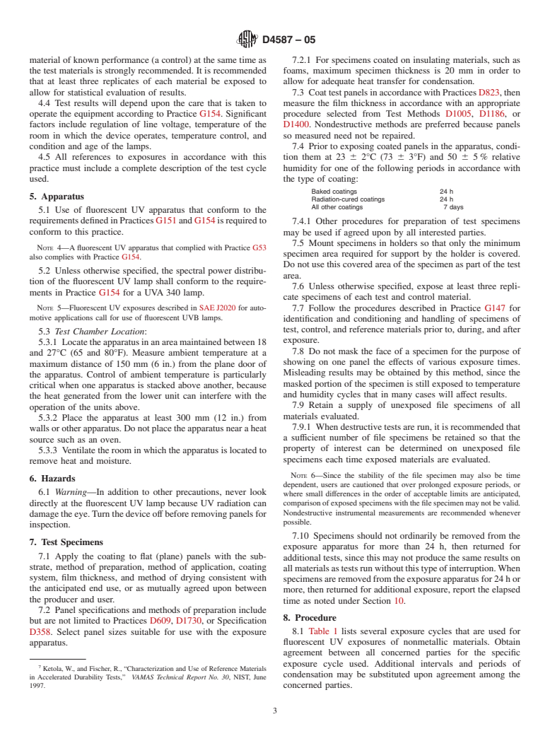 ASTM D4587-05 - Standard Practice for Fluorescent UV-Condensation Exposures of Paint and Related Coatings