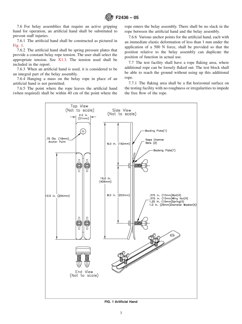 ASTM F2436-05 - Standard Test Method for Measuring the Performance of Synthetic Rope Rescue Belay Systems Using a Drop Test