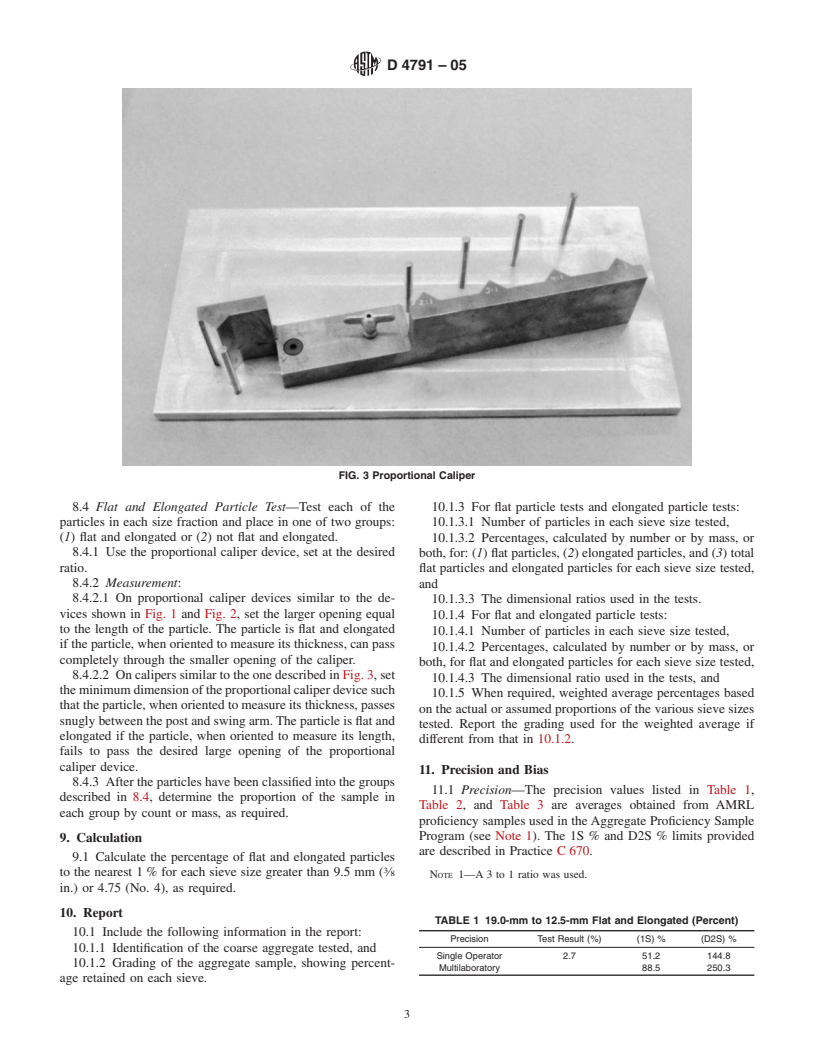 ASTM D4791-05 - Standard Test Method for Flat Particles, Elongated Particles, or Flat and Elongated Particles in Coarse Aggregate