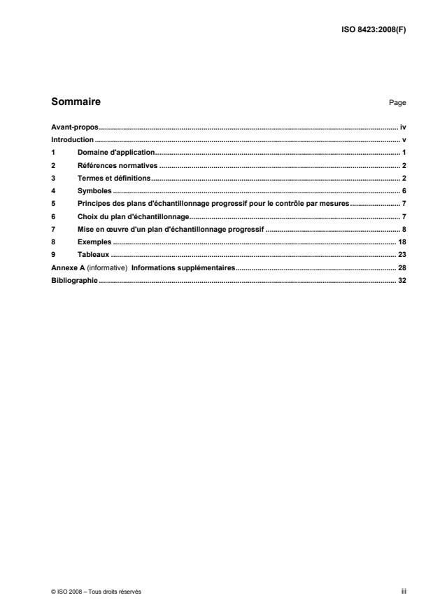 ISO 8423:2008 - Plans d'échantillonnage progressif pour le contrôle par mesures des pourcentages de non-conformes (écart-type connu)