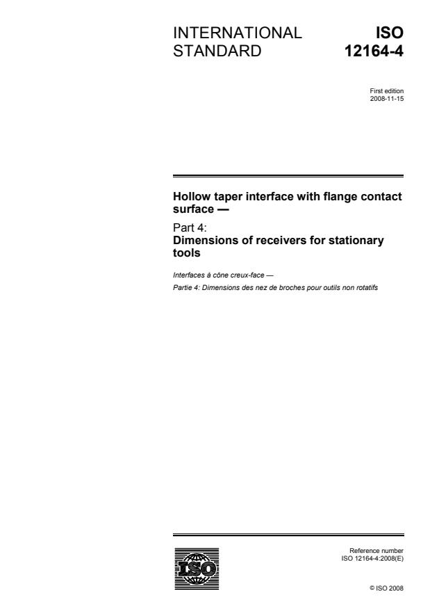 ISO 12164-4:2008 - Hollow taper interface with flange contact surface