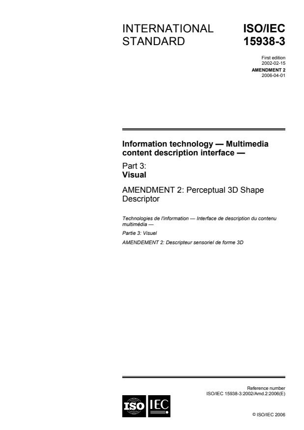 ISO/IEC 15938-3:2002/Amd 2:2006 - Perceptual 3D Shape Descriptor