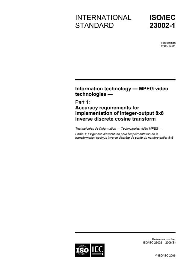 ISO/IEC 23002-1:2006 - Information technology -- MPEG video technologies