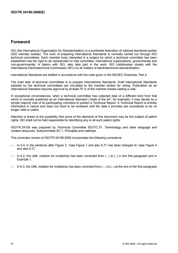 ISO/TR 24156:2008 ISO/TR 24156:2008 - Guidelines for using UML notation in terminology work - Page 4 preview