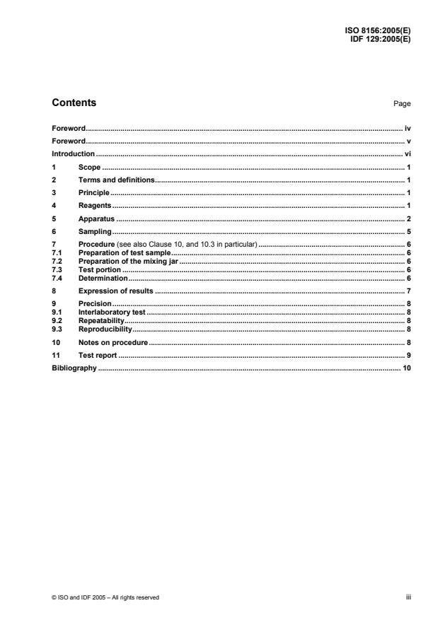 ISO 8156:2005 - Dried milk and dried milk products -- Determination of insolubility index