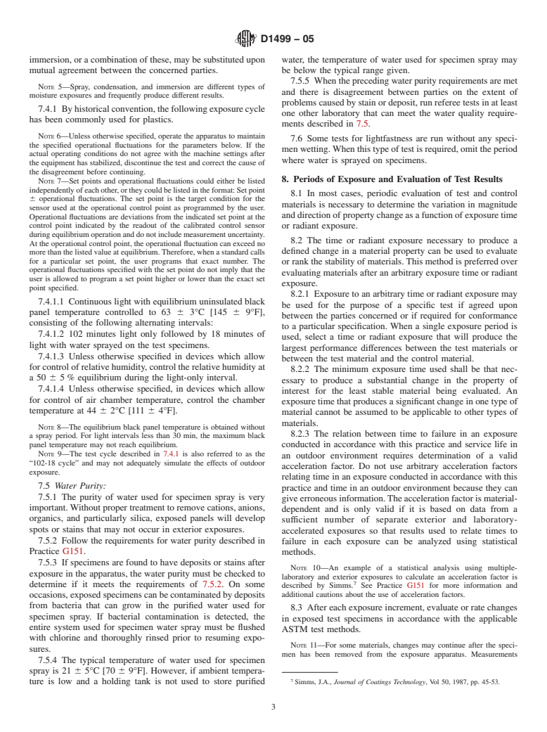 ASTM D1499-05 - Standard Practice for Filtered Open-Flame Carbon-Arc Exposures of Plastics