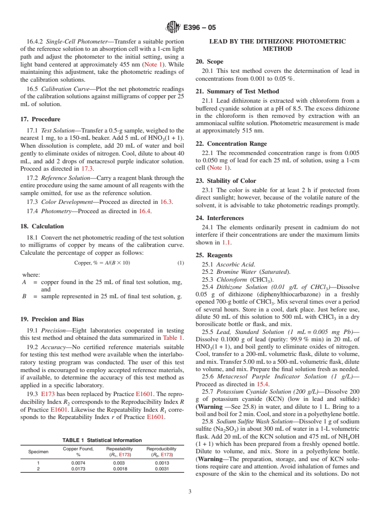 ASTM E396-05 - Standard Test Methods for Chemical Analysis of Cadmium