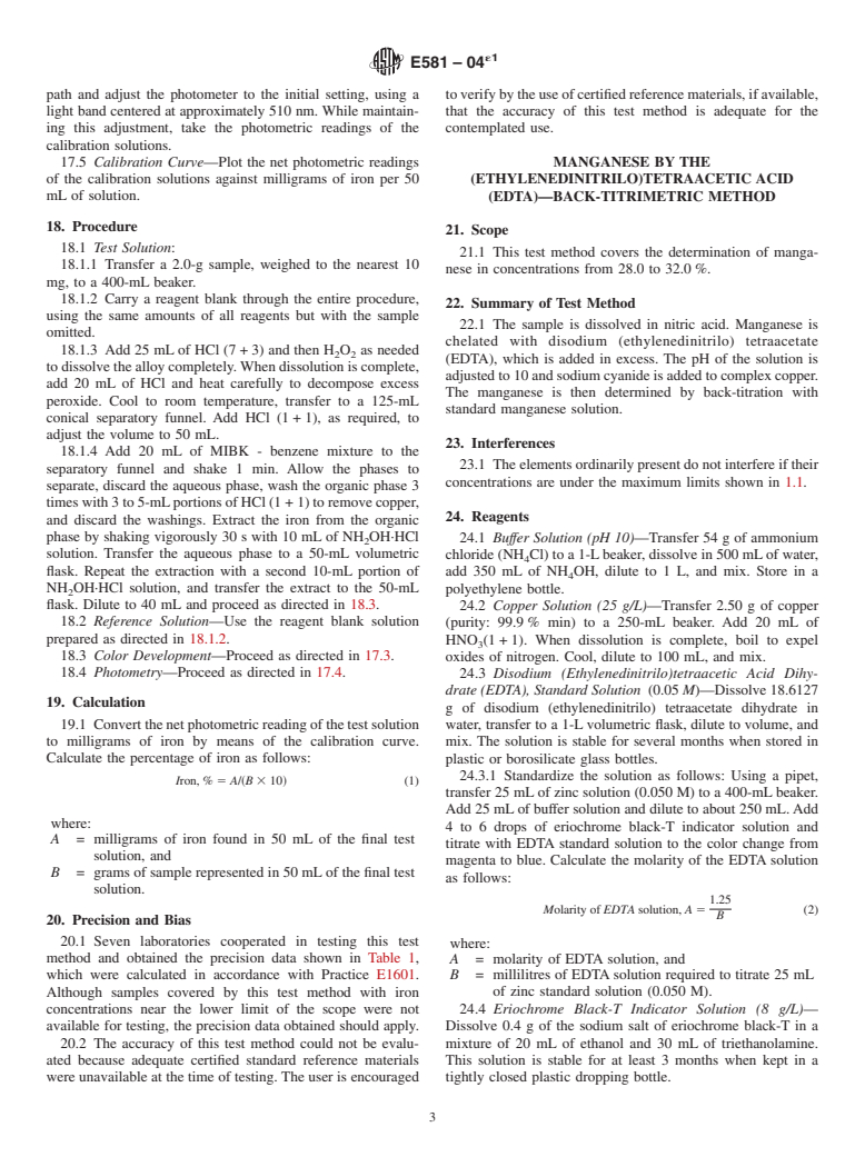 ASTM E581-04e1 - Standard Test Methods for Chemical Analysis of Manganese-Copper Alloys