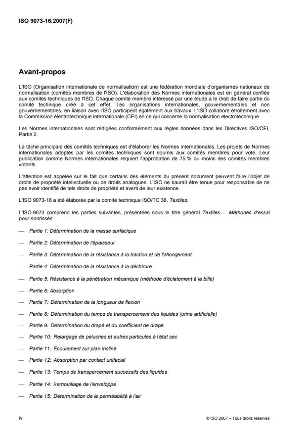 ISO 9073-16:2007 ISO 9073-16:2007 - Textiles -- Méthodes d'essai pour nontissés - Page 4 preview