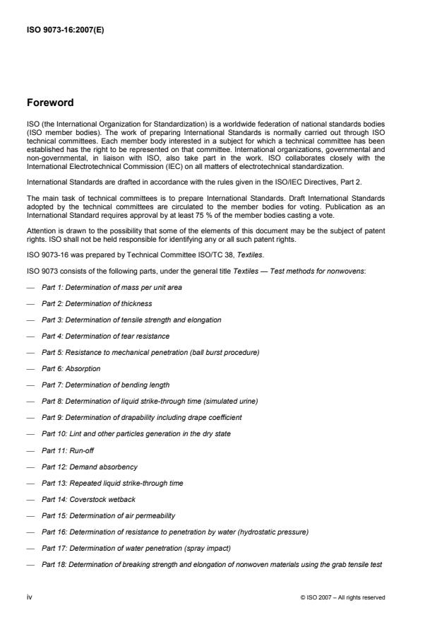 ISO 9073-16:2007 ISO 9073-16:2007 - Textiles -- Test methods for nonwovens - Page 4 preview