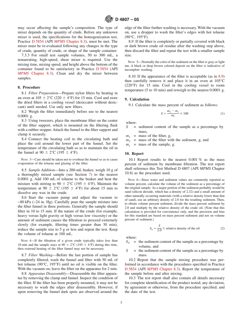 ASTM D4807-05 - Standard Test Method for Sediment in Crude Oil by Membrane Filtration