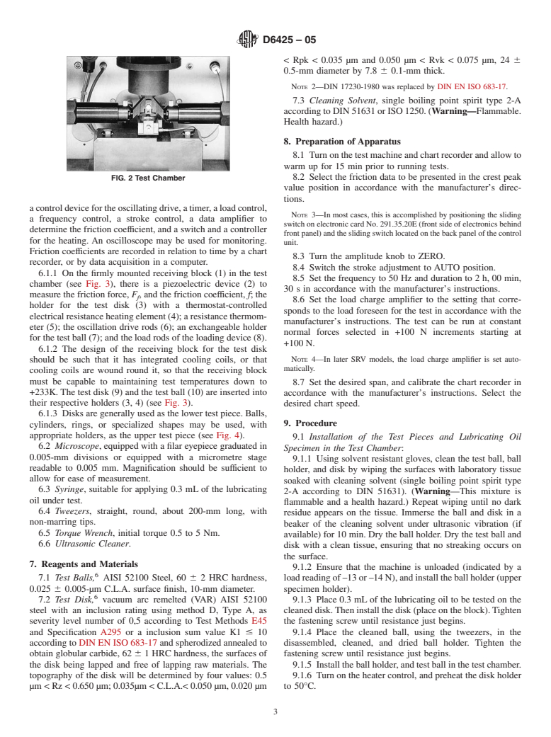 ASTM D6425-05 - Standard Test Method for Measuring Friction and Wear Properties of Extreme Pressure (EP) Lubricating Oils Using SRV Test Machine