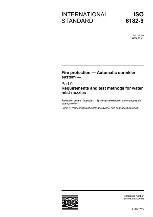ISO 6182-9:2005 - Fire protection -- Automatic sprinkler system