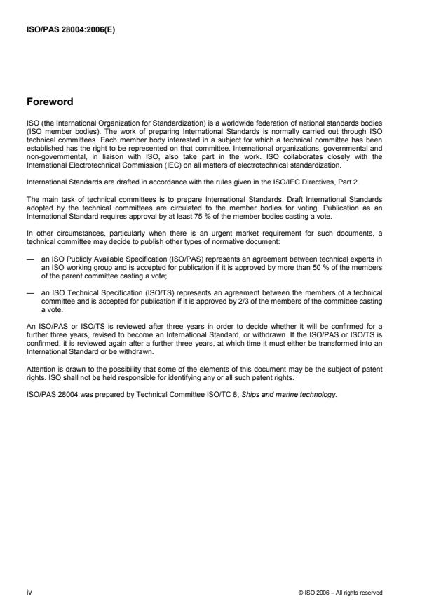 ISO/PAS 28004:2006 ISO/PAS 28004:2006 - Security management systems for the supply chain -- Guidelines for the implementation of ISO/PAS 28000 - Page 4 preview