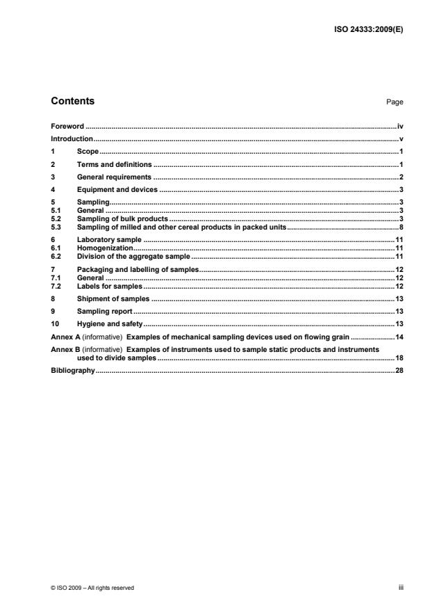 ISO 24333:2009 - Cereals and cereal products -- Sampling