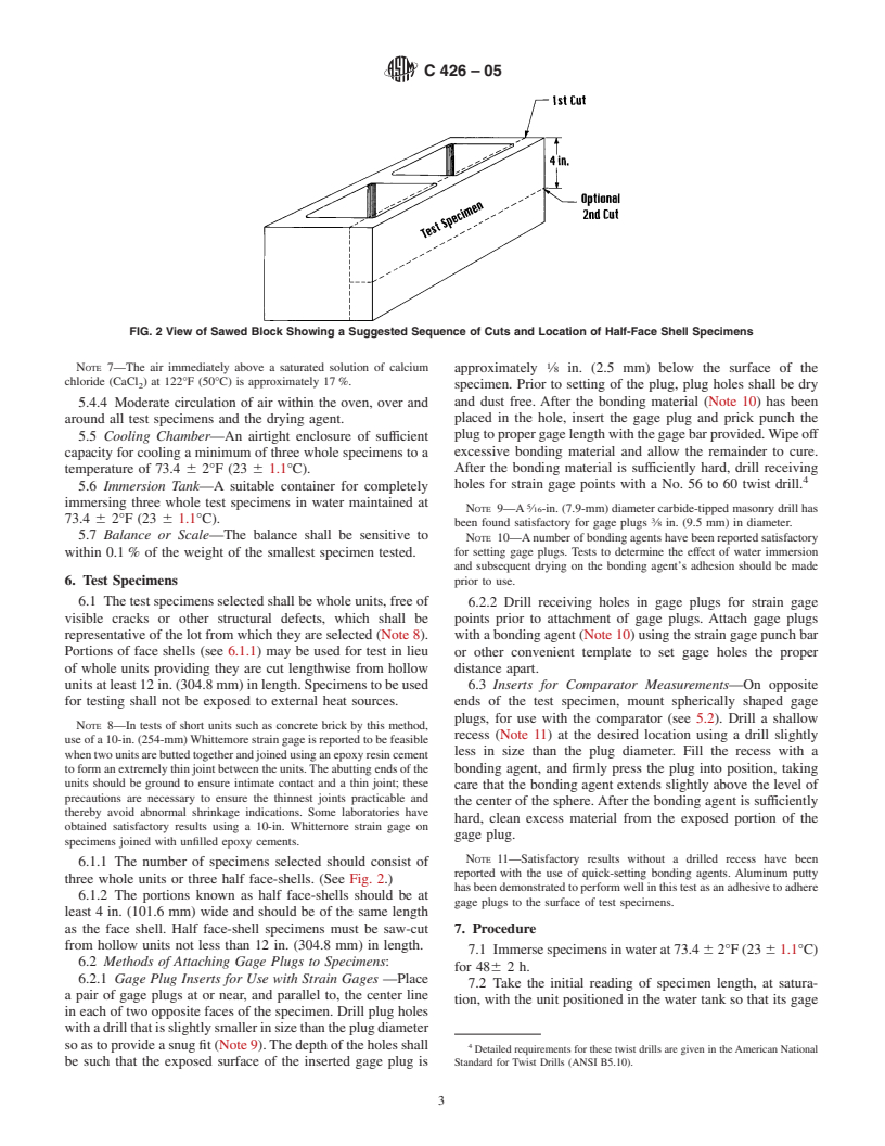 ASTM C426-05 - Standard Test Method for Linear Drying Shrinkage of Concrete Masonry Units