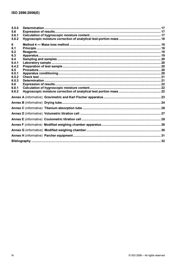 ISO 2596:2006 ISO 2596:2006 - Iron ores -- Determination of hygroscopic moisture in analytical samples -- Gravimetric, Karl Fischer and mass-loss methods - Page 4 preview