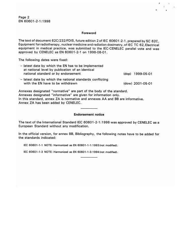 EN 60601-2-1:1998 EN 60601-2-1:2002 - Page 4 preview