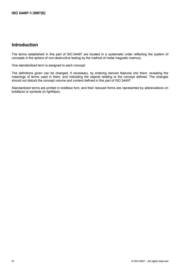 ISO 24497-1:2007 ISO 24497-1:2007 - Non-destructive testing -- Metal magnetic memory - Page 4 preview