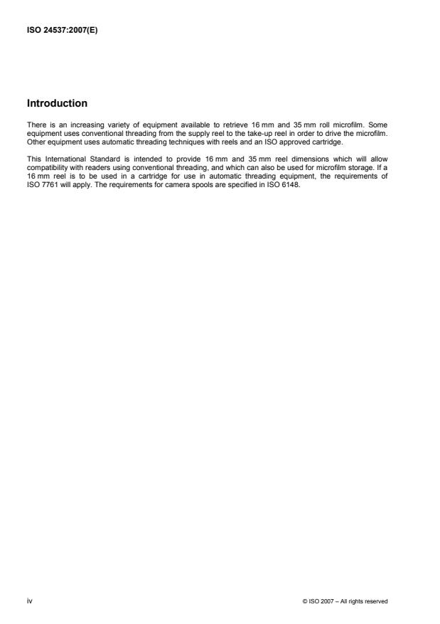 ISO 24537:2007 ISO 24537:2007 - Micrographics -- Dimensions for reels used for 16 mm and 35 mm microfilm - Page 4 preview