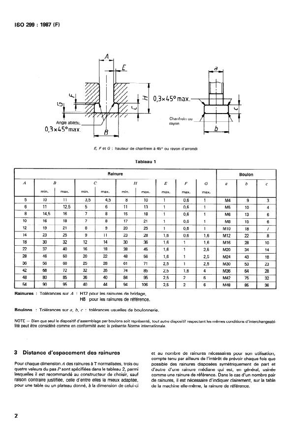 ISO 299:1987 ISO 299:1987 - Tables de machines-outils -- Rainures a T et boulons correspondants - Page 4 preview