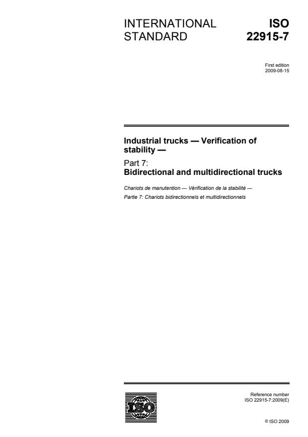 ISO 22915-7:2009 - Industrial trucks -- Verification of stability