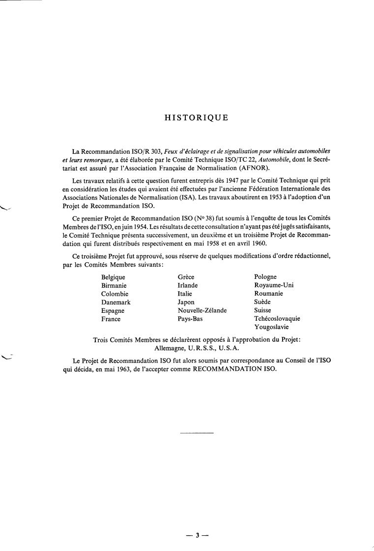 ISO/R 303:1963 - Lighting and signalling for motor vehicles and trailers
Released:5/1/1963