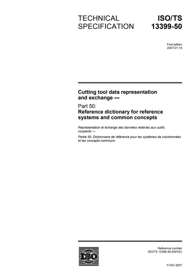 ISO/TS 13399-50:2007 - Cutting tool data representation and exchange
