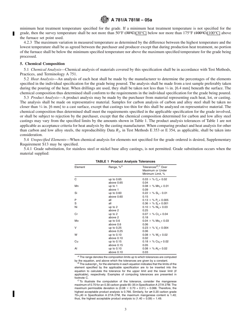 REDLINE ASTM A781/A781M-05a - Standard Specification for Castings, Steel and Alloy, Common Requirements, for General Industrial Use