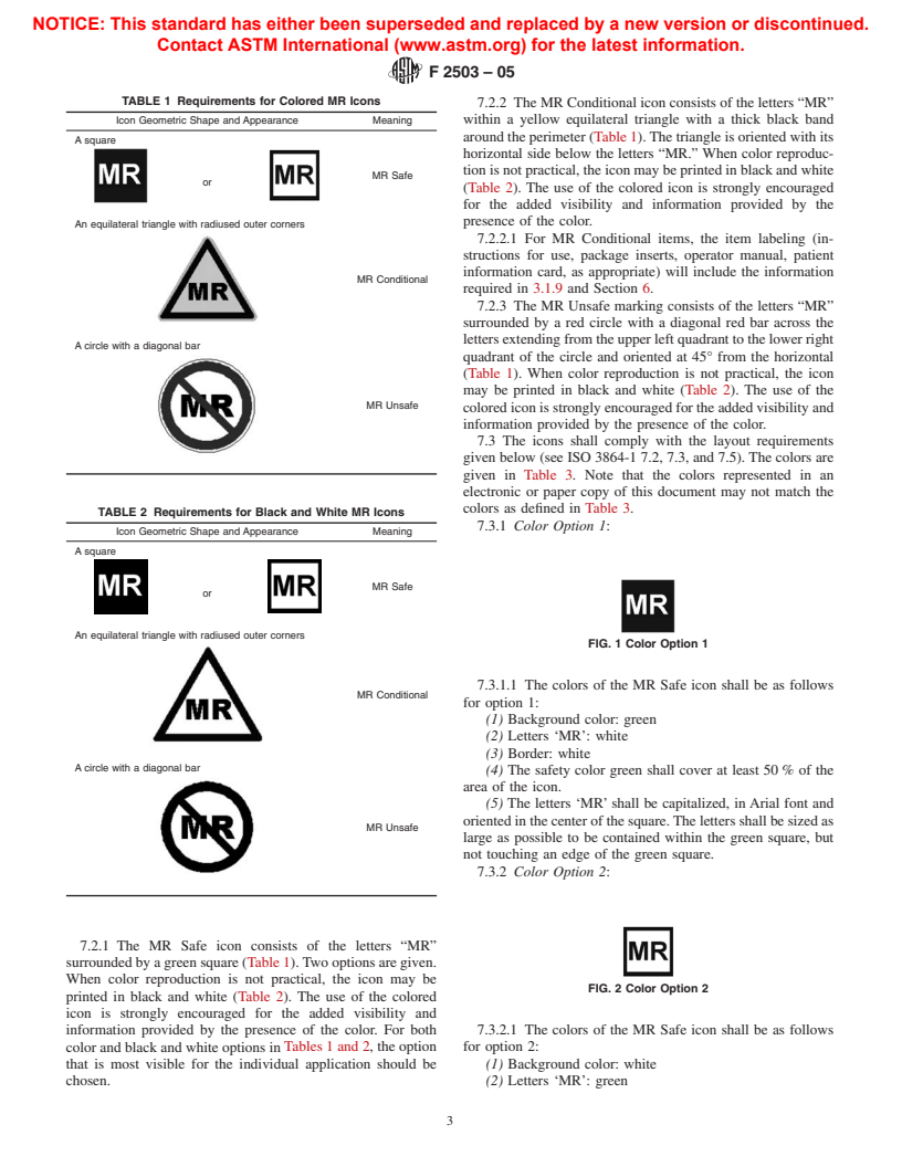 ASTM F2503-05 - Standard Practice for Marking Medical Devices and Other Items for Safety in the Magnetic Resonance Environment