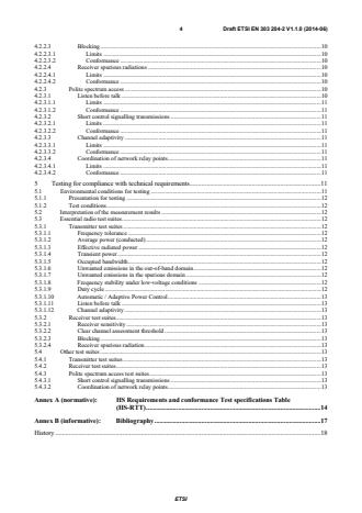 SIST EN 303 204-2 V 1.1.1:2014 ETSI EN 303 204-2 V1.1.0 (2014-06) - Electromagnetic compatibility and Radio spectrum Matters (ERM); Network Based Short Range Devices (SRD); Radio equipment to be used in the 870 MHz to 876 MHz frequency range with power levels ranging up to 500 mW; Part 2: Harmonized EN covering the essential requirements of article 3.2 of the R&TTE Directive - Page 4 preview