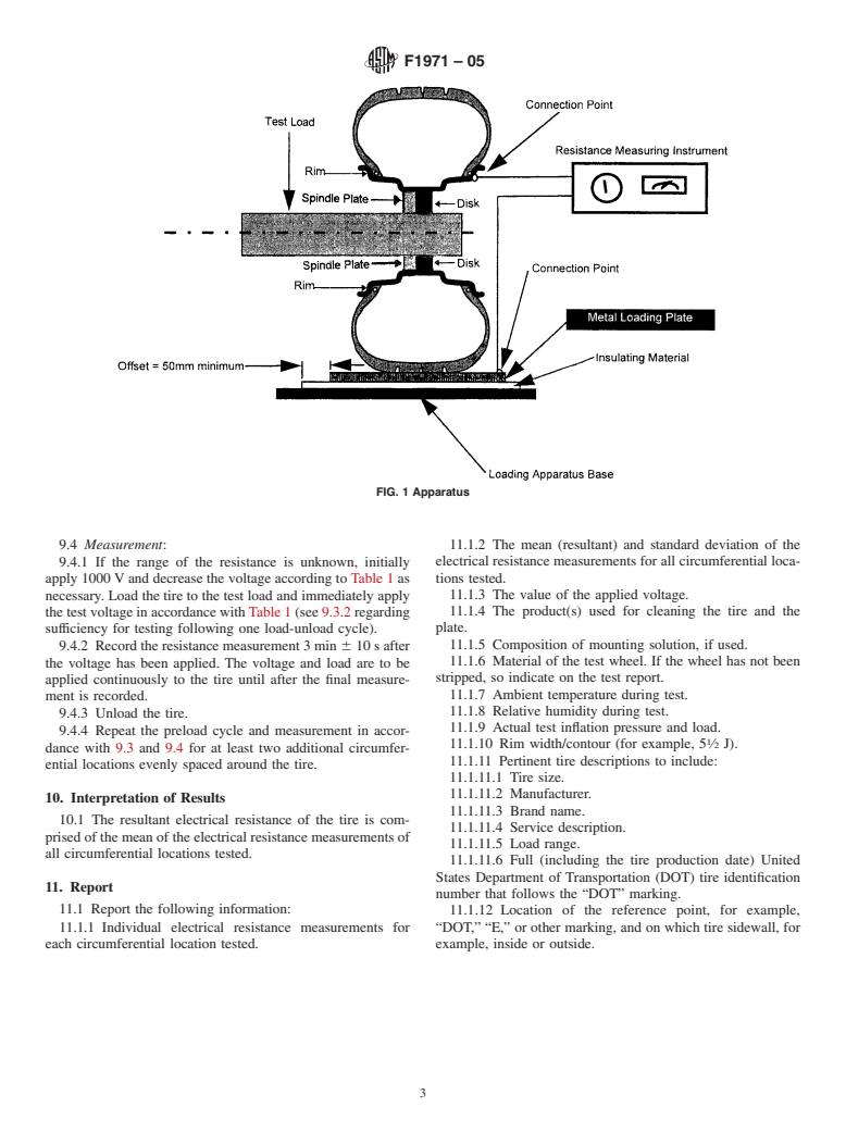 ASTM F1971-05 - Standard Test Method for Electrical Resistance of Tires Under Load On the Test Bench