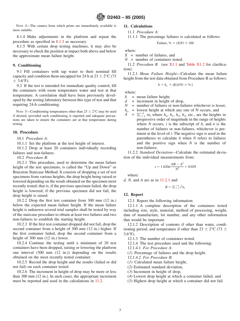 ASTM D2463-95(2005) - Standard Test Method for Drop Impact Resistance of Blow-Molded Thermoplastic Containers