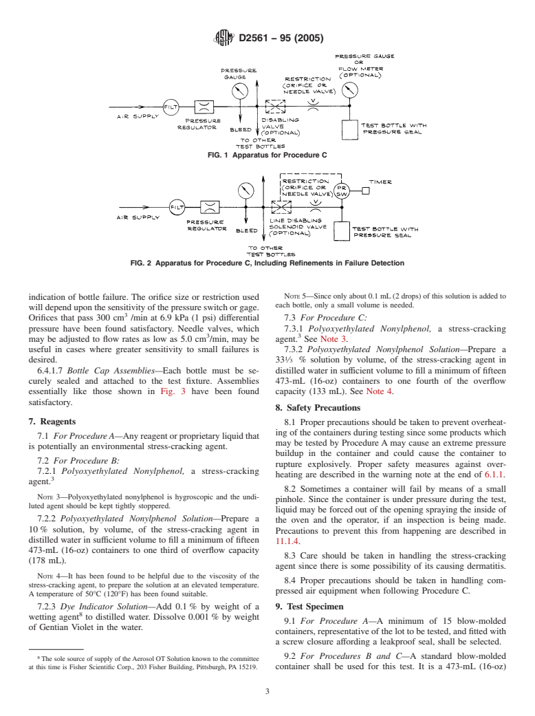 ASTM D2561-95(2005) - Standard Test Method for Environmental Stress-Crack Resistance of Blow-Molded Polyethylene Containers