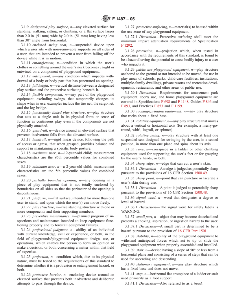 ASTM F1487-05 - Standard Consumer Safety Performance Specification for Playground Equipment for Public Use