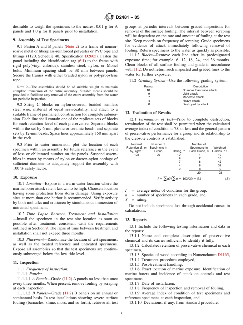 ASTM D2481-05 - Standard Test Method for Accelerated Evaluation of Wood Preservatives for Marine Services by Means of Small Size Specimens (Withdrawn 2014)