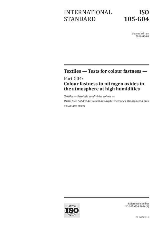 ISO 105-G04:2016 - Textiles -- Tests for colour fastness
