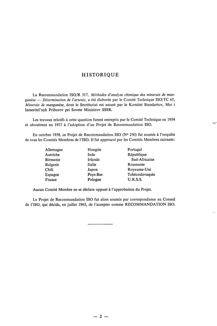 ISO/R 317:1963 ISO/R 317:1963 - Methods of chemical analysis of manganese ores — Determination of arsenic
Released:7/1/1963 - Page 2 preview
