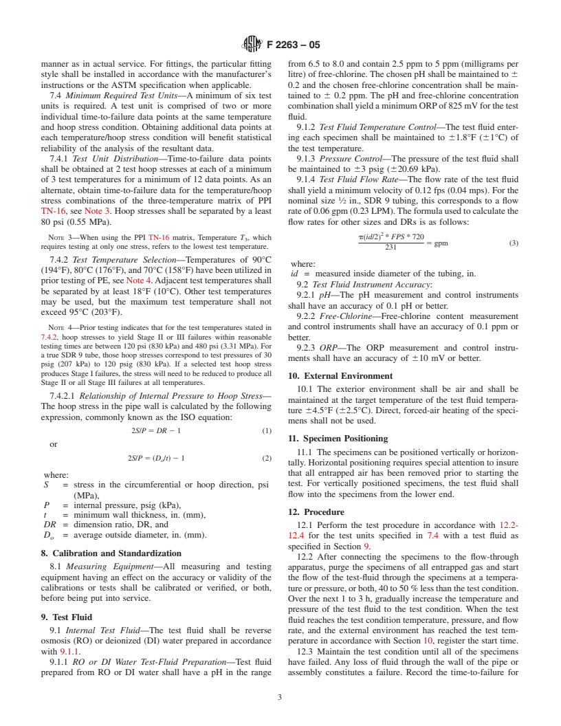 ASTM F2263-05 - Standard Test Method for Evaluating the Oxidative Resistance of Polyethylene (PE) Pipe to Chlorinated Water